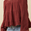 Hayden LA L/S Babydoll Top-Rust