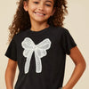 Hayden LA Girls Pearl Ribbon Patch
Knit SS Sweater Shirt