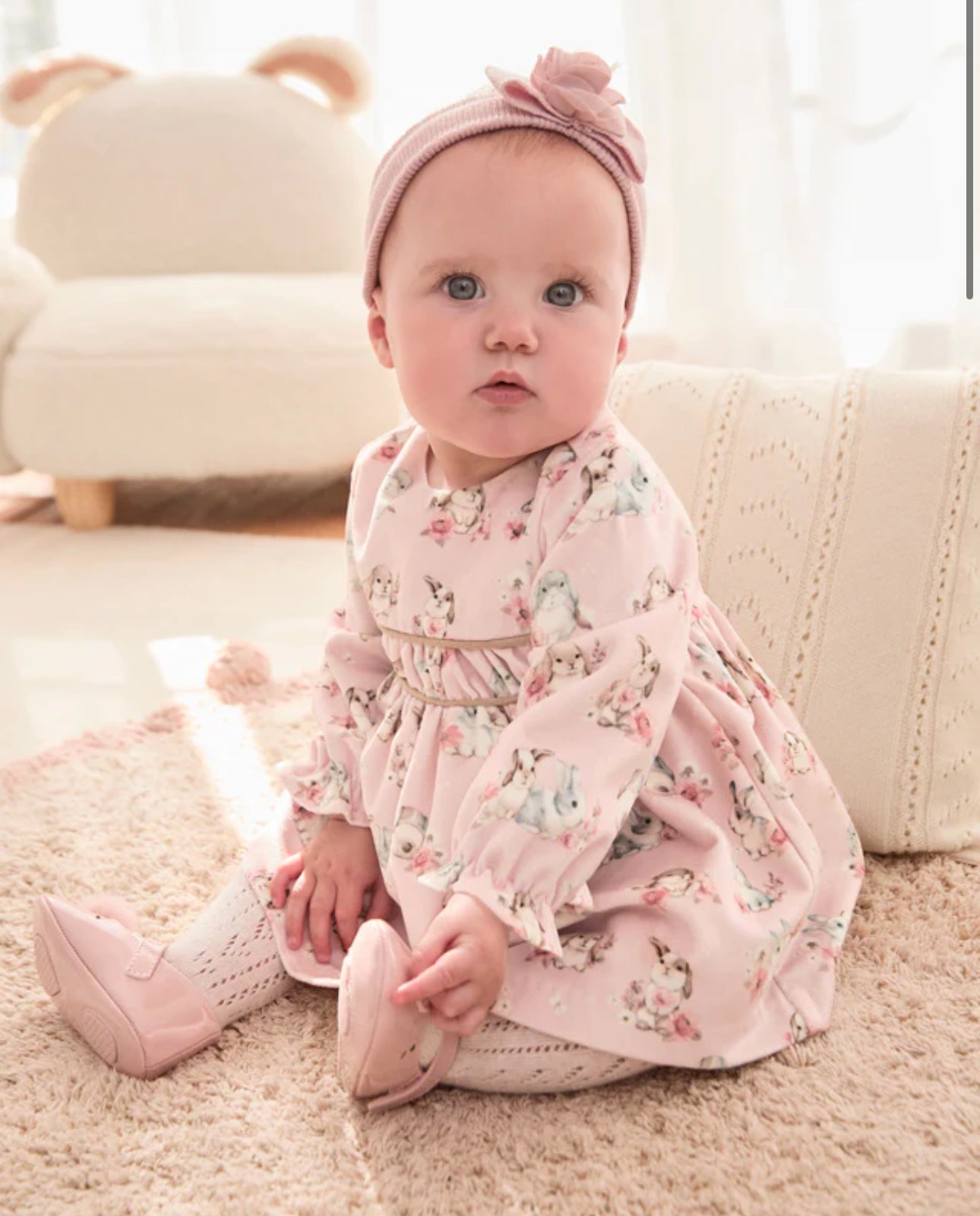 MAYORAL BABY GIRLS PINK BUNNY DRESS