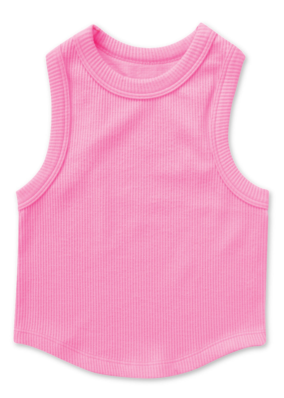 Iscream Cropped Ribbed Racerback Tank Top-Rose