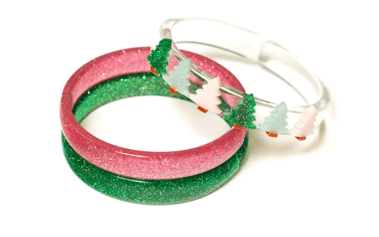 Lilies & Roses NY- Multi Christmas Tree Pink and Green Bracelet
Set