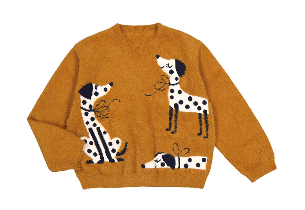 Mayoral dog Print Sweater-Caramel