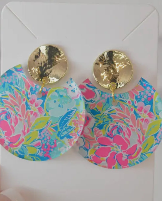Colorful Acrylic Lily Inspired Circle Earrings,
Floral