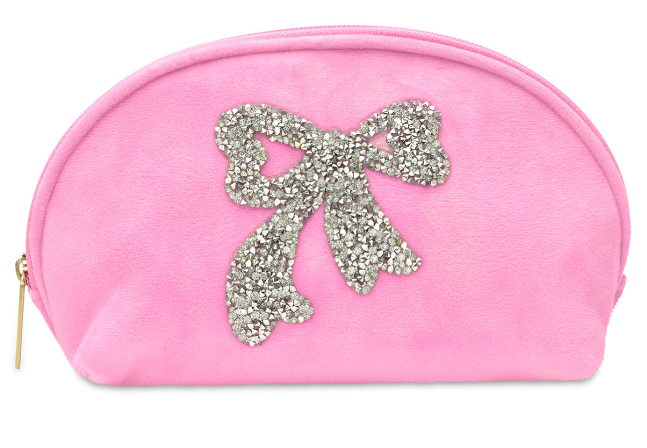 Iscream Glitter Bow Oval Cosmetic Bag