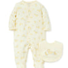 Little Me Cute Little Ducks Footed One-Piece and Bib