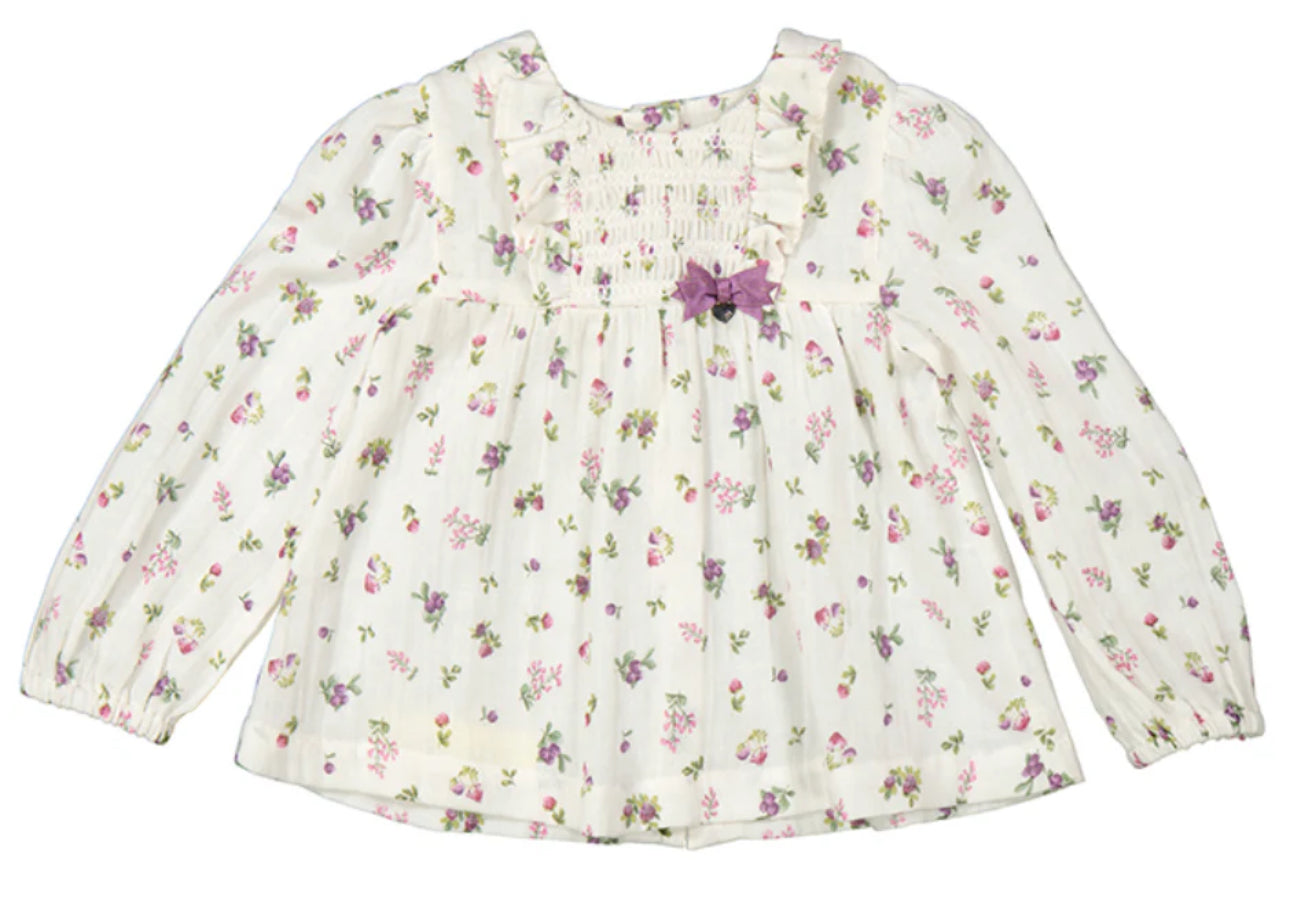 Mayoral Gauze Floral Cotton Blouse