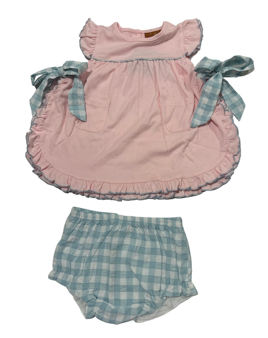 Harlow Tie Bloomer Set-Pink & Blue