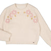 Mayoral Oatmeal Woven Sweater W/ Lavender Flowers