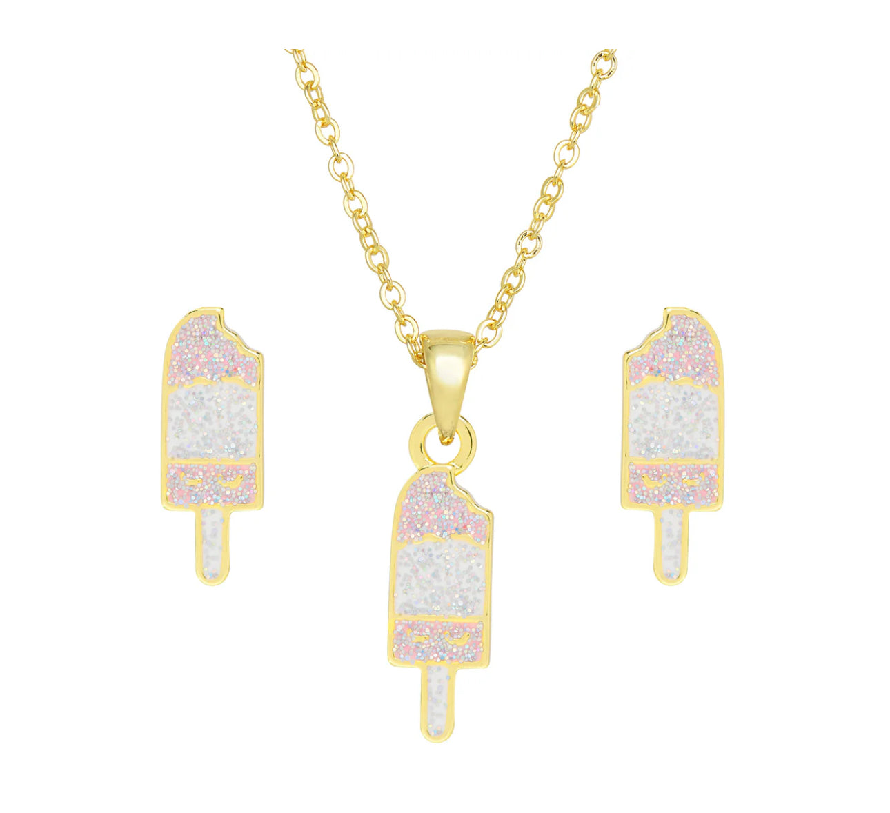 Lily Nily Glitter Ice Cream Necklace and Earrings Set