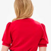 Good Girl Short Puff Sleeve Knit Sweater -Red