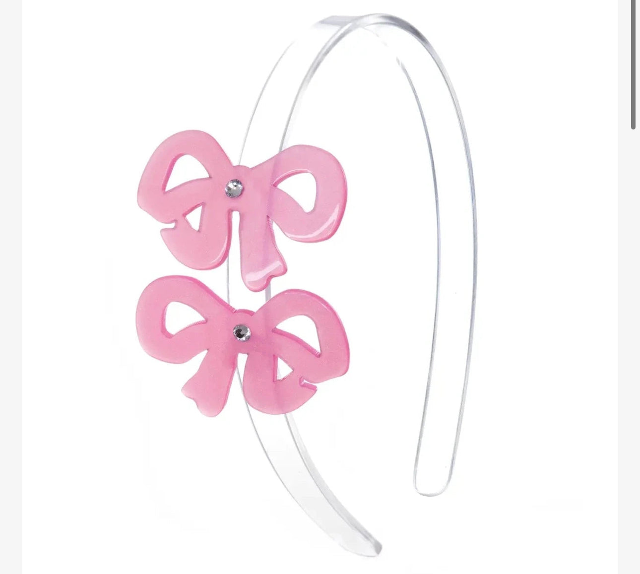 LILIES & ROSES NY BOWS FANY DOUBLE SATIN PINK HEADBAND