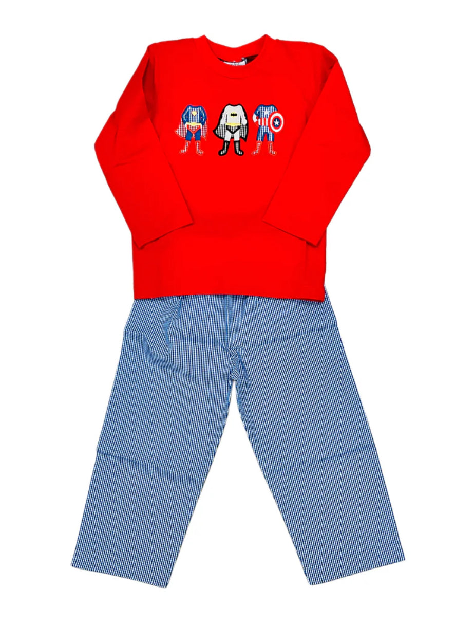 Three Sisters Super Hero Appliqué Pant Set