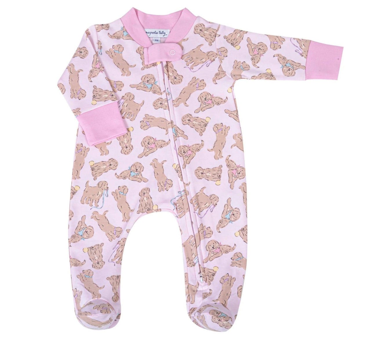 Golden Pup Pink Zip Footie
