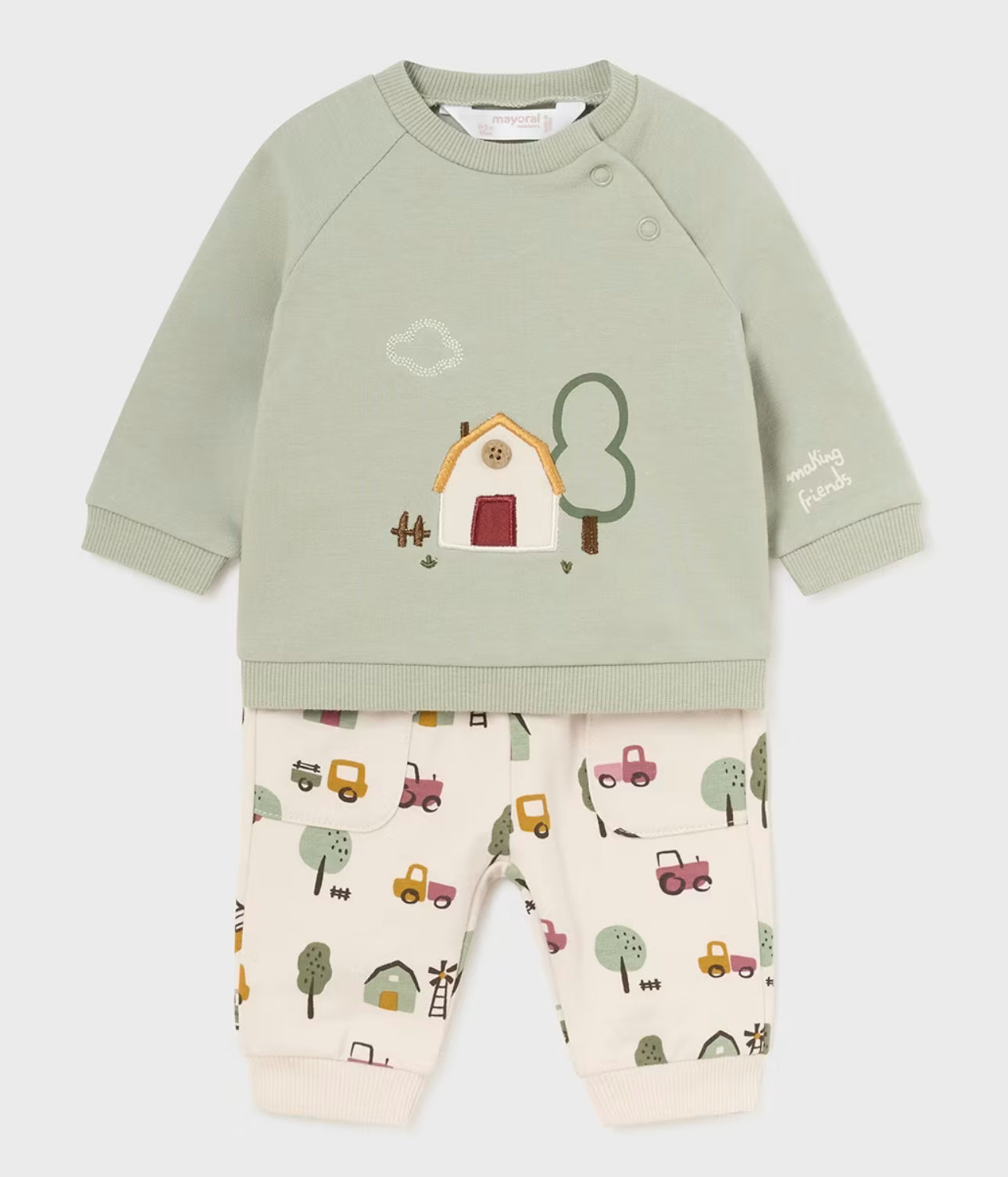 Mayoral Baby Boys Barn Appliqué pant set