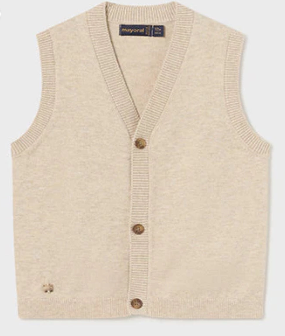 Mayoral Button Knot Vest-Beige