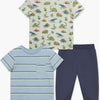 Stripe T-Shirt, Dino Print T-Shirt &
Play Set