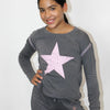 PAPER FLOWER STAR WASHED TOP WITH EMBROIDERY STITCH DETAIL