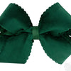 Medium Grosgrain Hair Bow with Scalloped Edge Faux Velvet Overlay