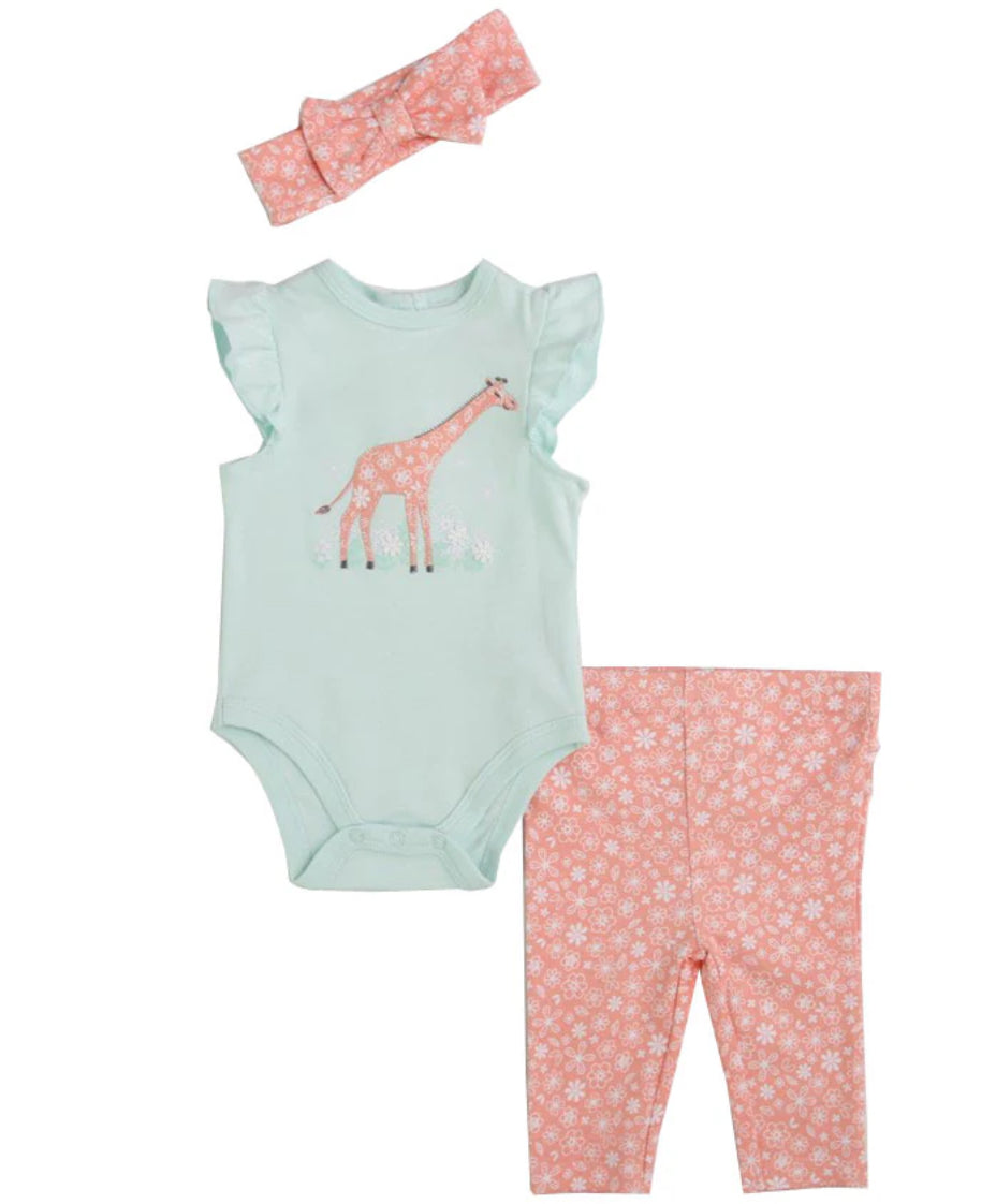 3-Piece Giraffe Bodysuit Set (Baby
Girl)