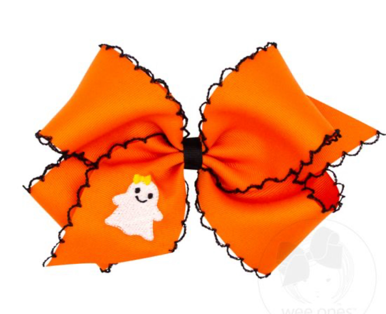 Medium Moonstitch Hair Bow with Embroidered Ghost