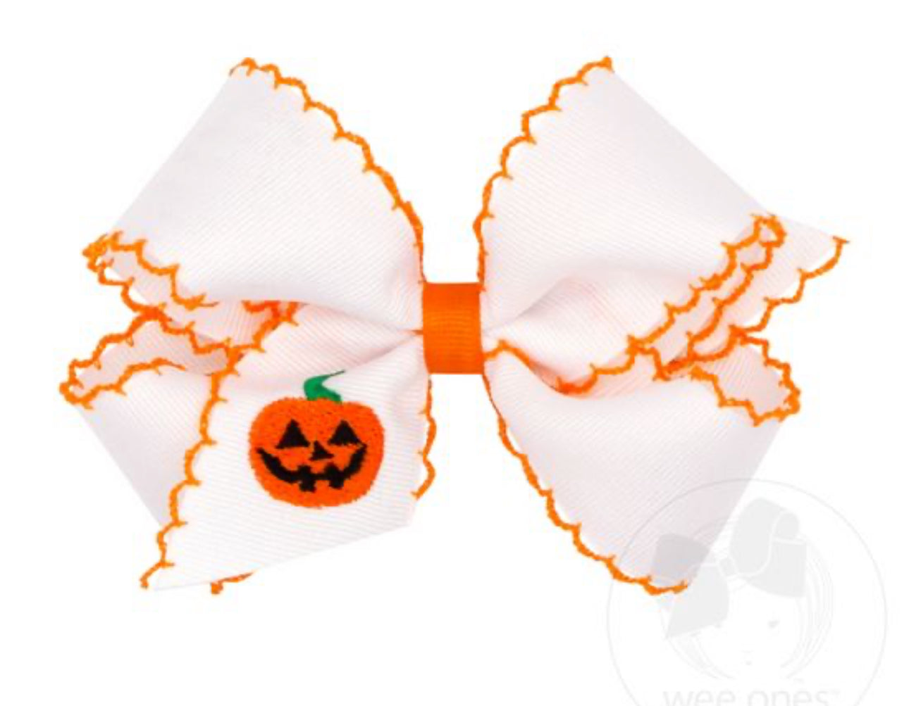 King Moonstitch Hair Bow with Embroidered Jack-O'-Lantern