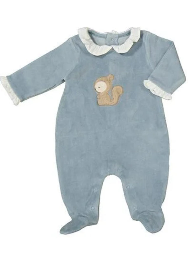 Mayoral Baby Girl Squirrel Appliqué
Velour Sleeper -Polar