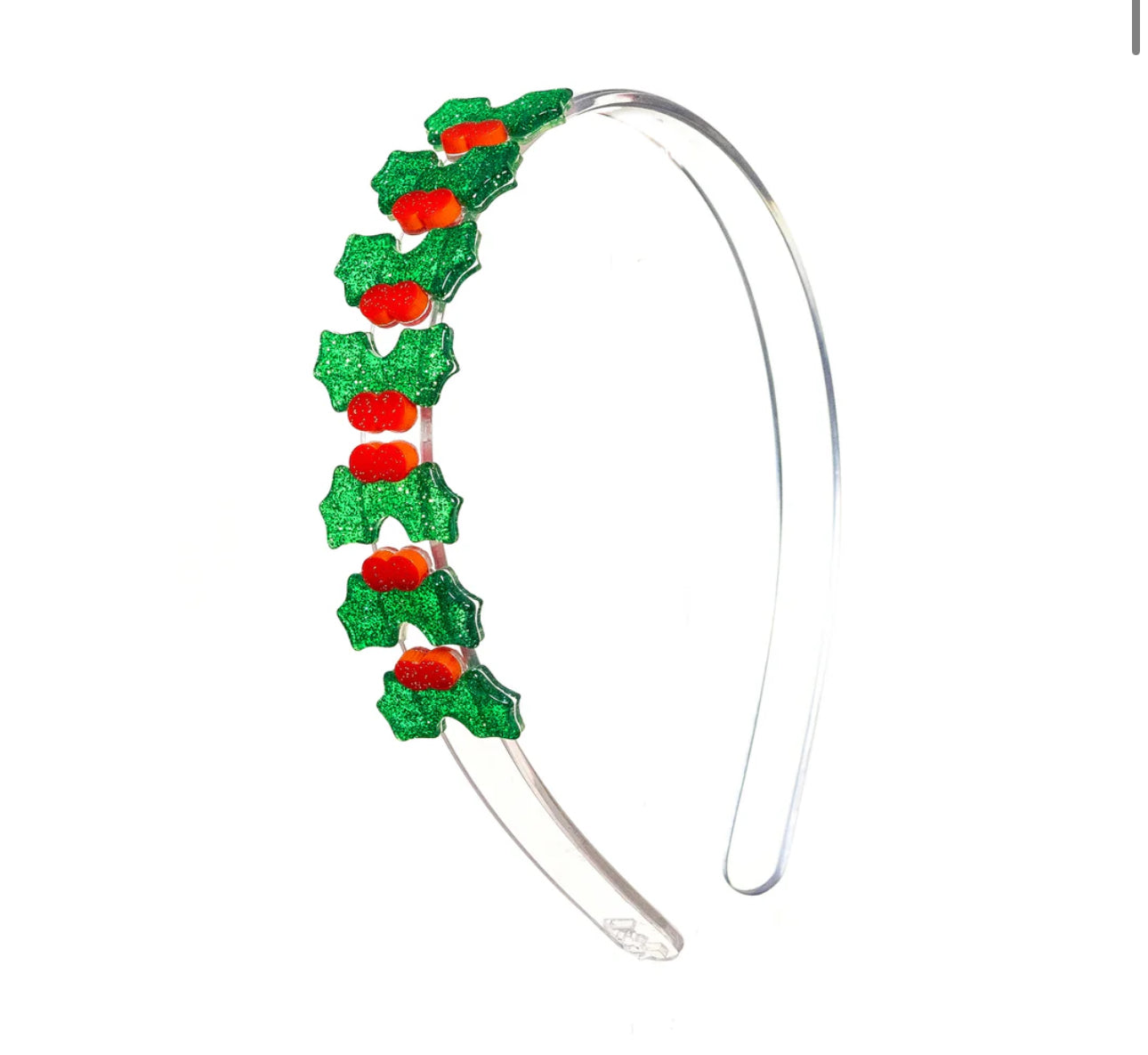 LILIES & ROSES CENTIPEDE MISTLETOE HEADBAND, GLITTER GREEN