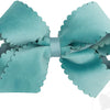 Medium Grosgrain Hair Bow with Scalloped Edge Faux Velvet Overlay