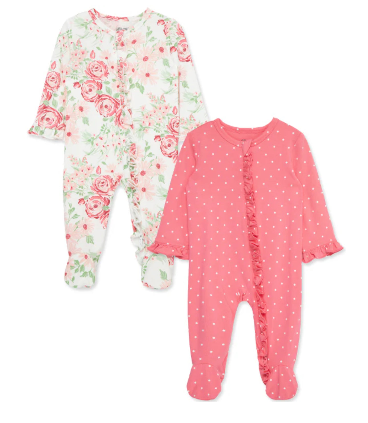 Little Me Lush Floral Ruffle Assorted 2-Pack Footies