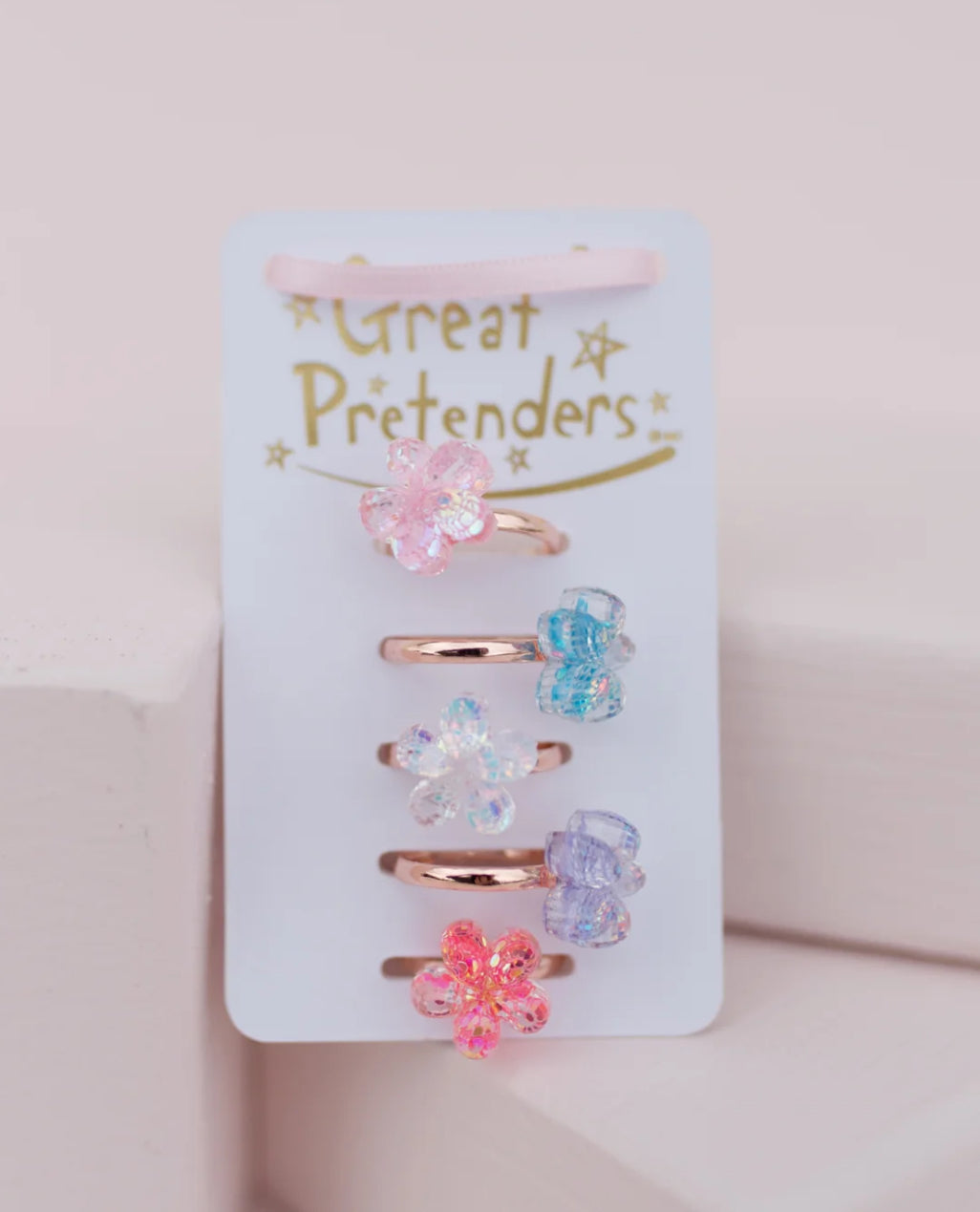 Boutique Shimmer Flower Ring Set