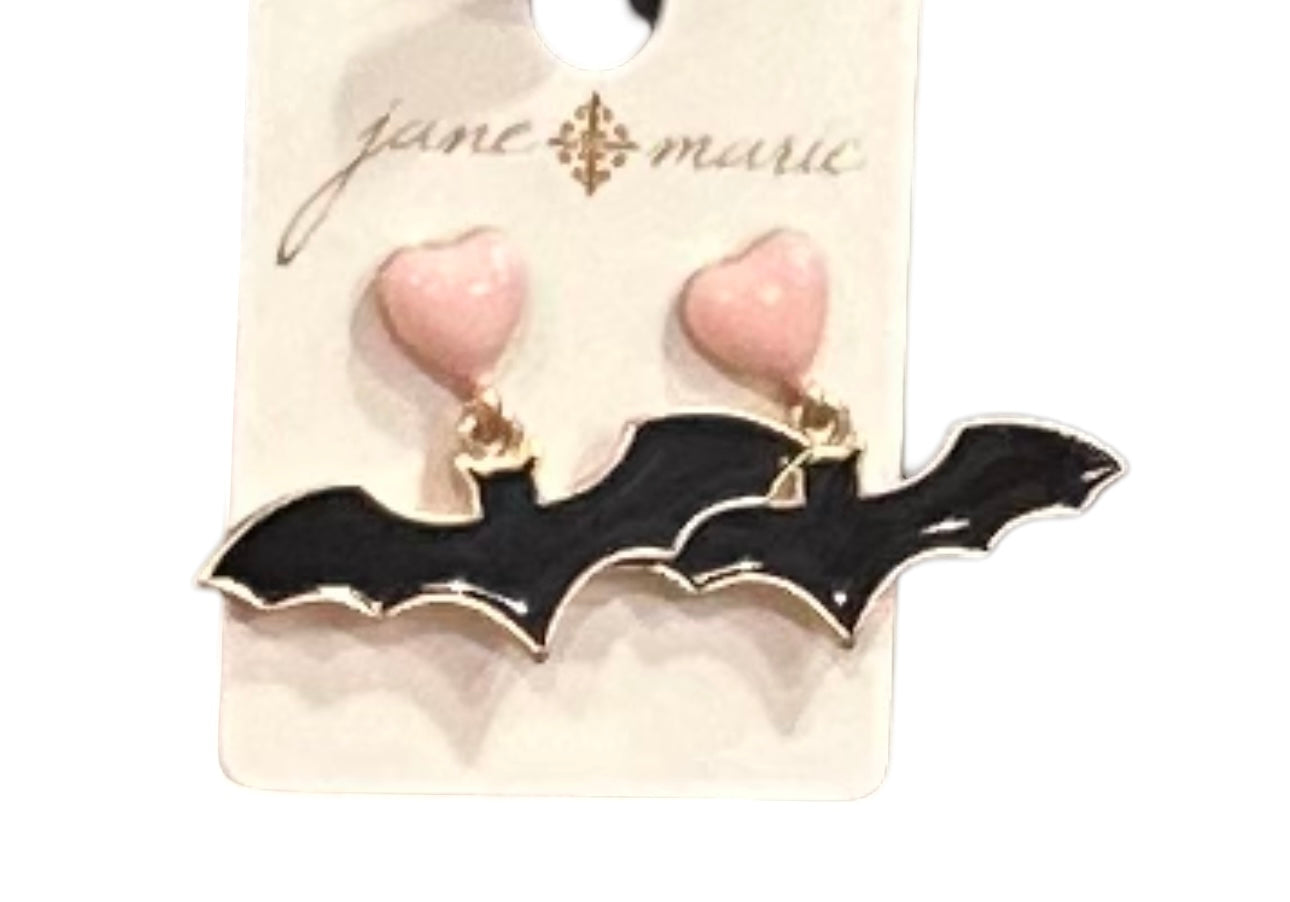 Jane Marie Heart Stud Bat Earrings