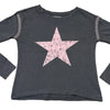 PAPER FLOWER STAR WASHED TOP WITH EMBROIDERY STITCH DETAIL