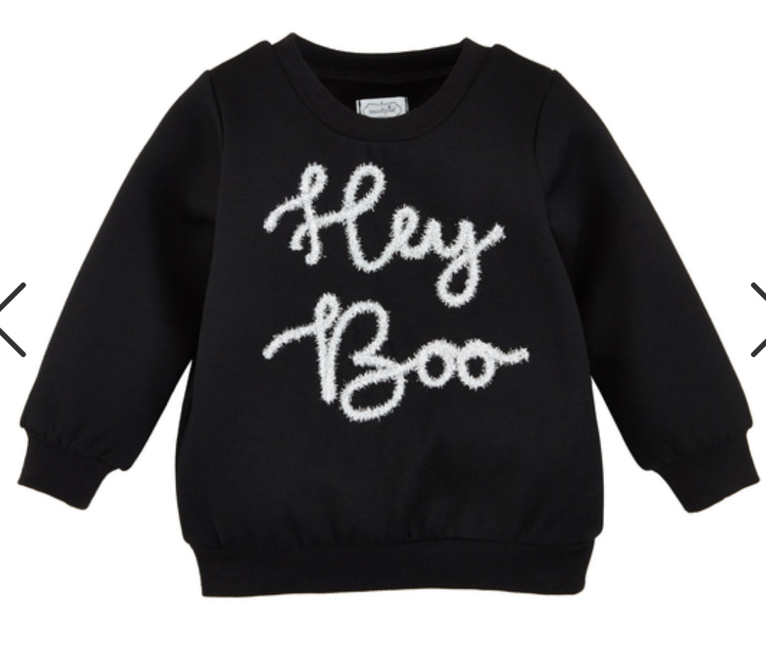 Mud Pie “Hey Boo” Sparkle Sweat Shirt-Toddler