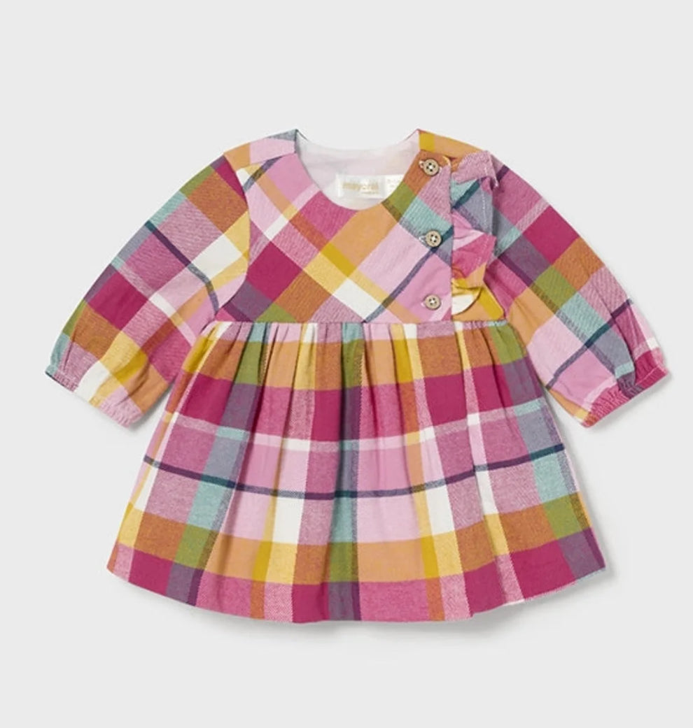 Mayoral Baby Girl Plaid Dress-Bubblegum