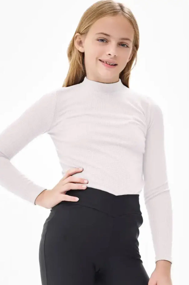 Good Girl Thermal Knit Mock Neck Long Sleeve
Top-Off White