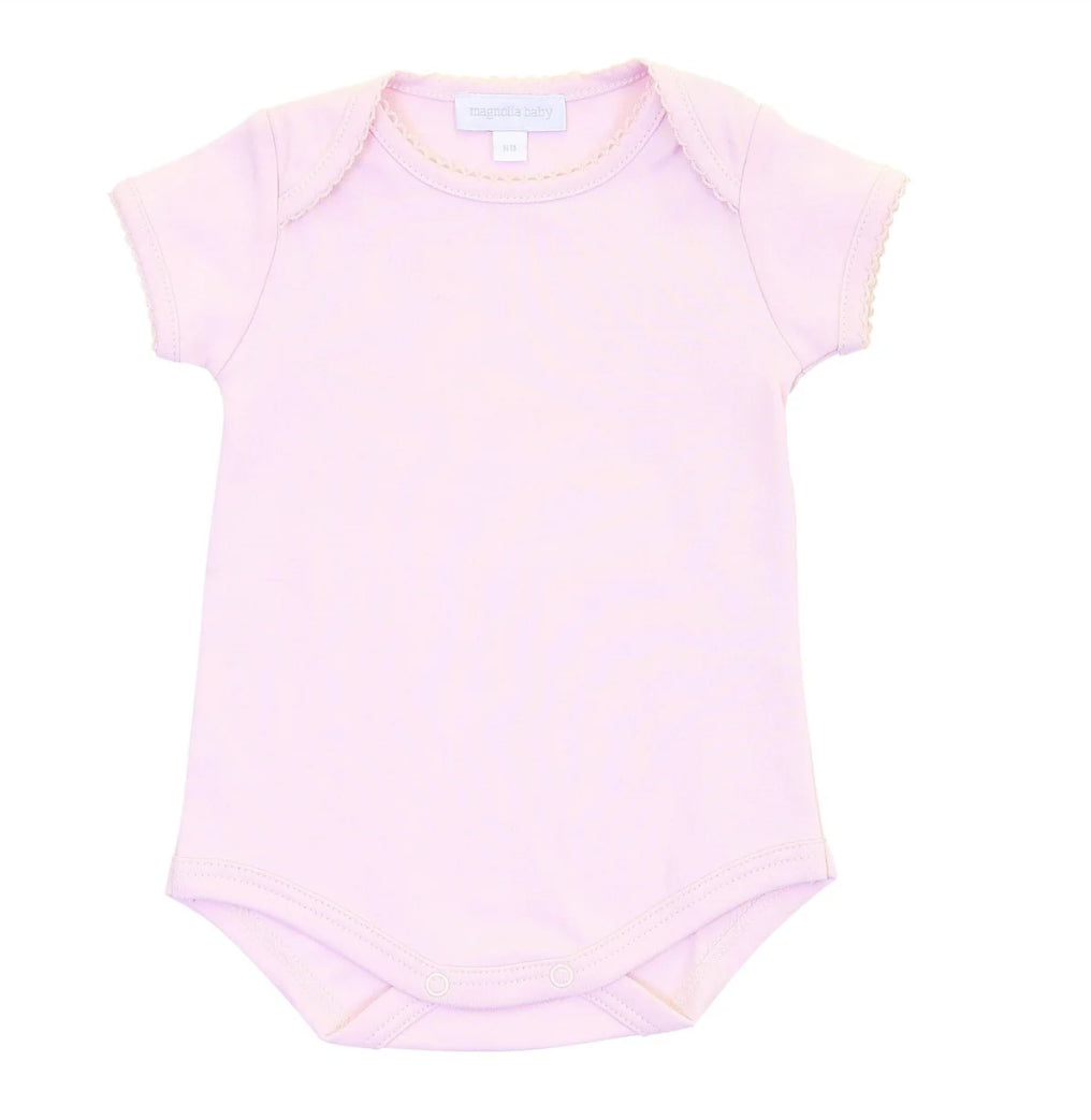 Essentials Solid Short Sleeve Bodysuit-Pink