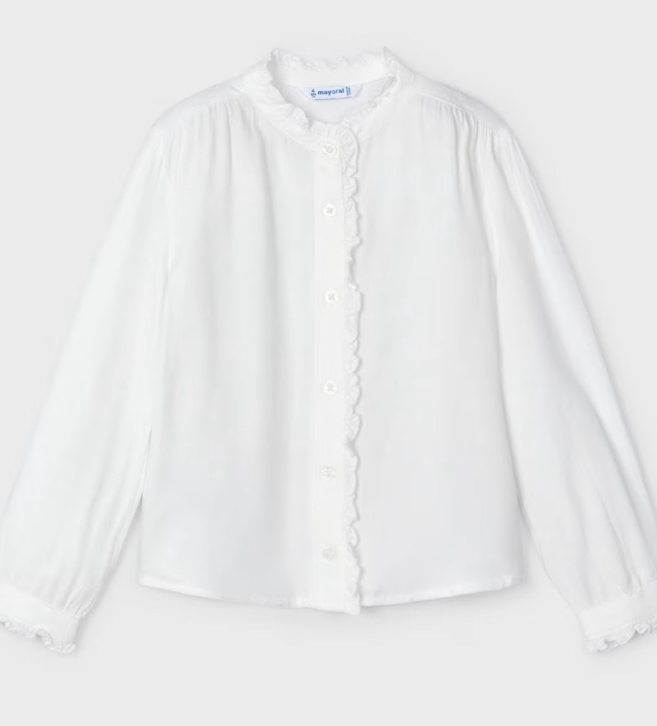 Mayoral Ruffle L/S Button Down Blouse- White