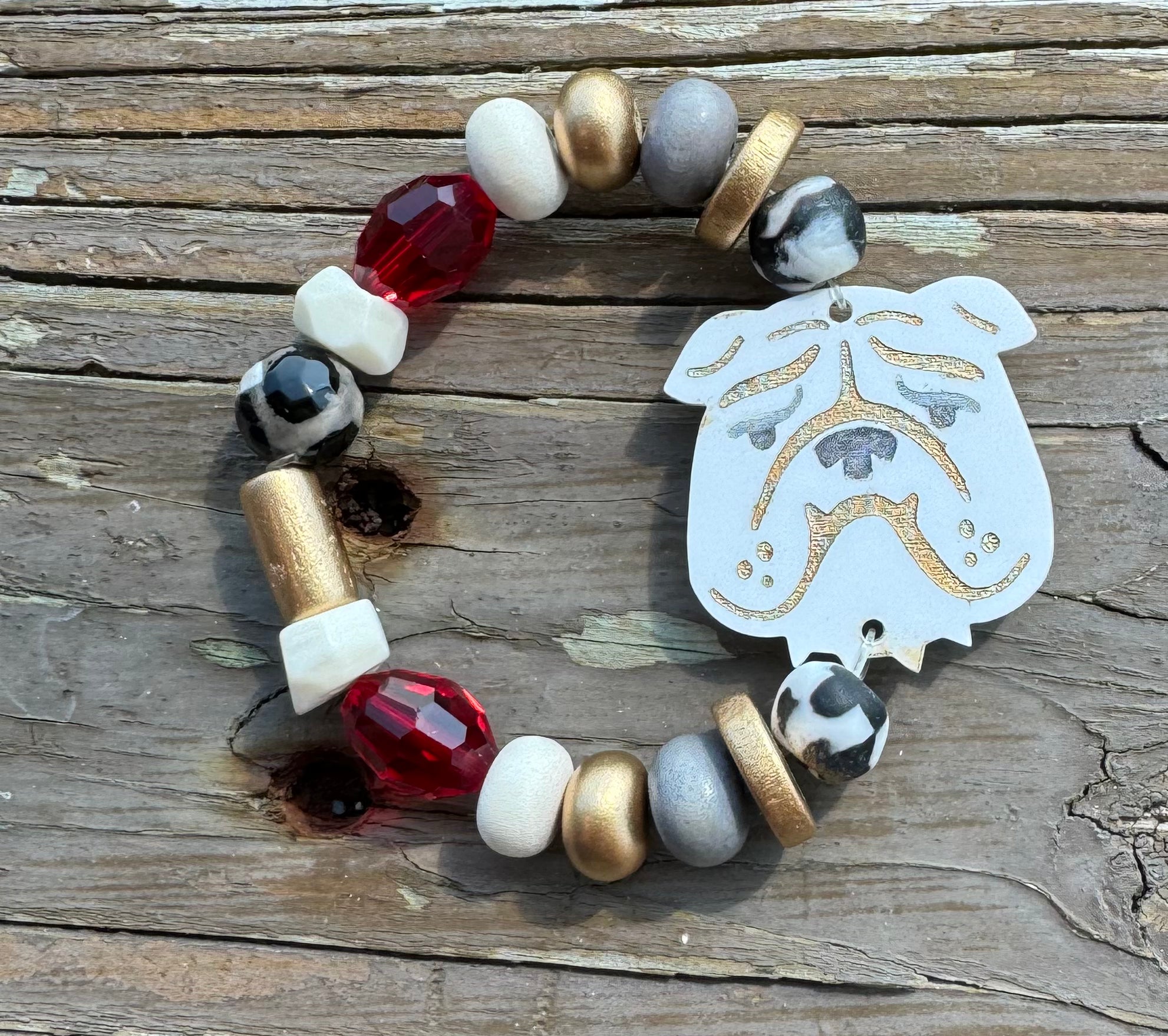 Georgia Bulldog Beaded Braclet-Women’s