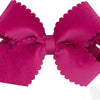 Medium Grosgrain Hair Bow with Scalloped Edge Faux Velvet Overlay