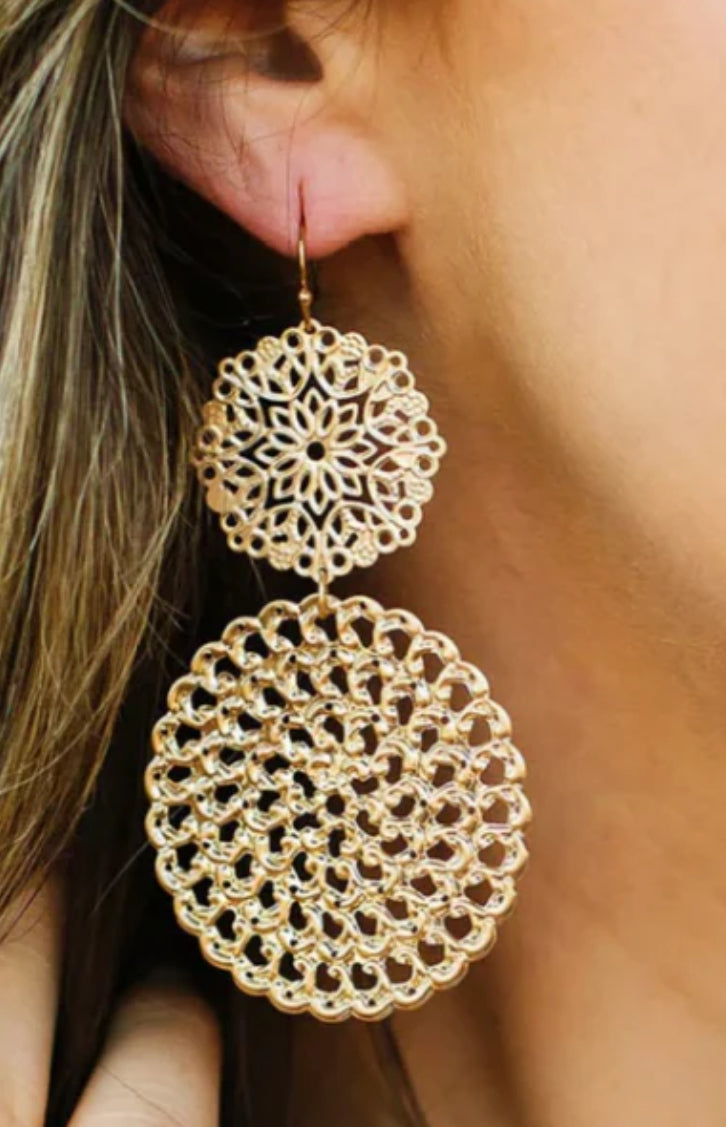 Double Filigree Dangle Prague Earrings