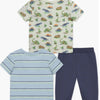 Stripe T-Shirt, Dino Print T-Shirt &
Play Set