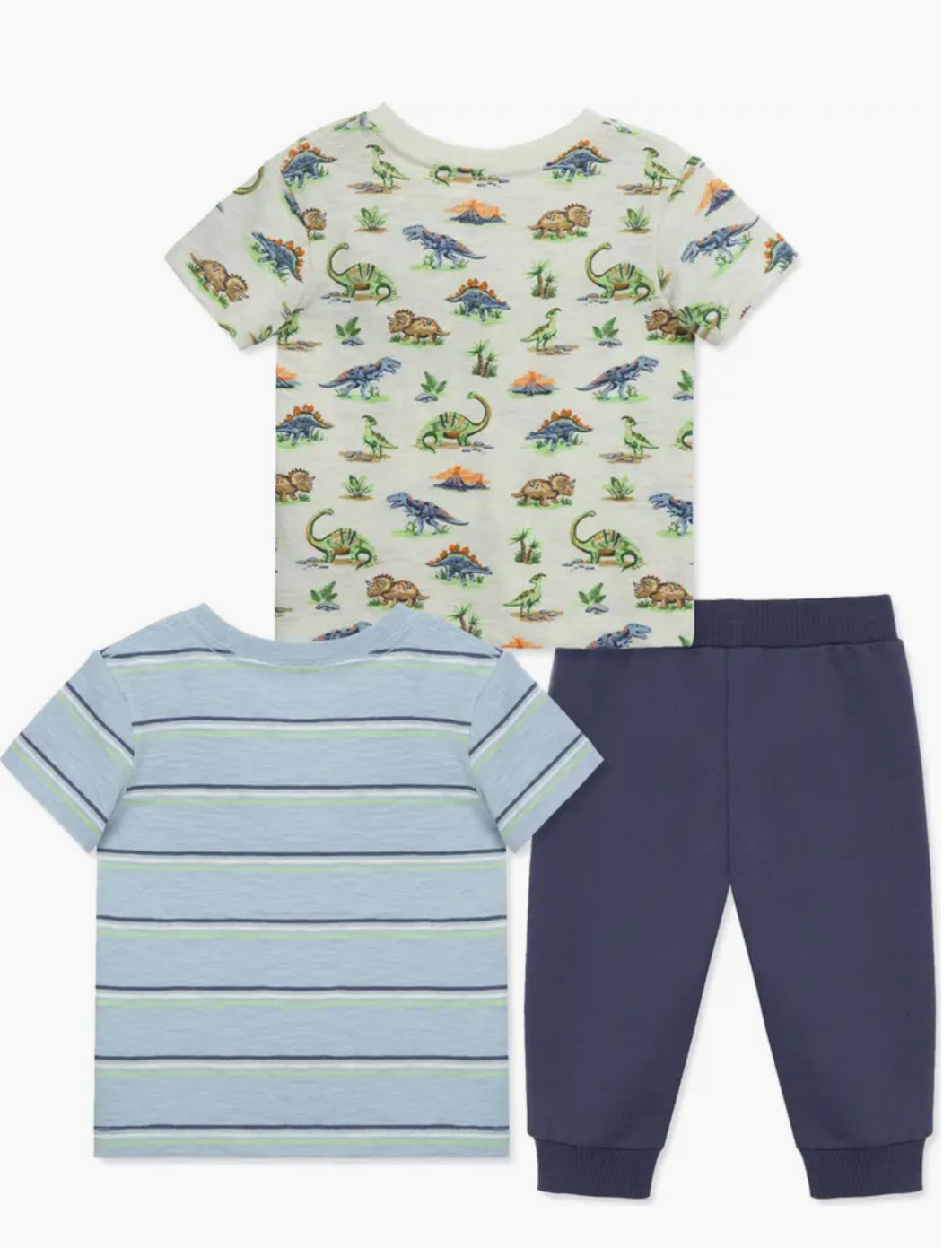 Stripe T-Shirt, Dino Print T-Shirt &
Play Set