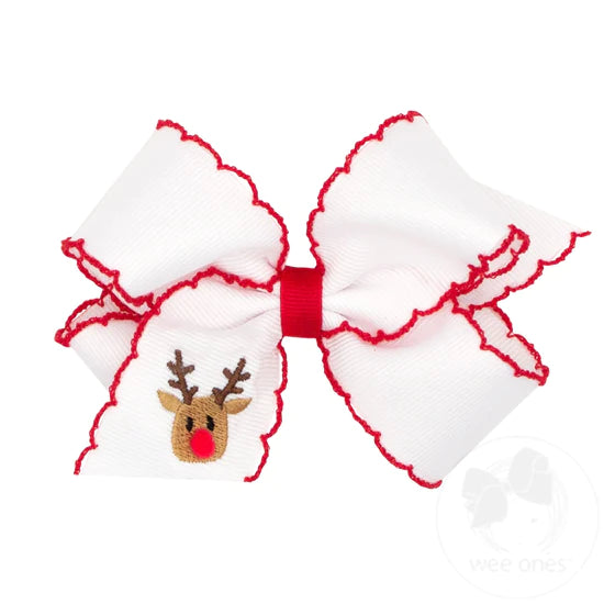 Wee Ones Moonstitch King Classic White and Red Reindeer Bow
