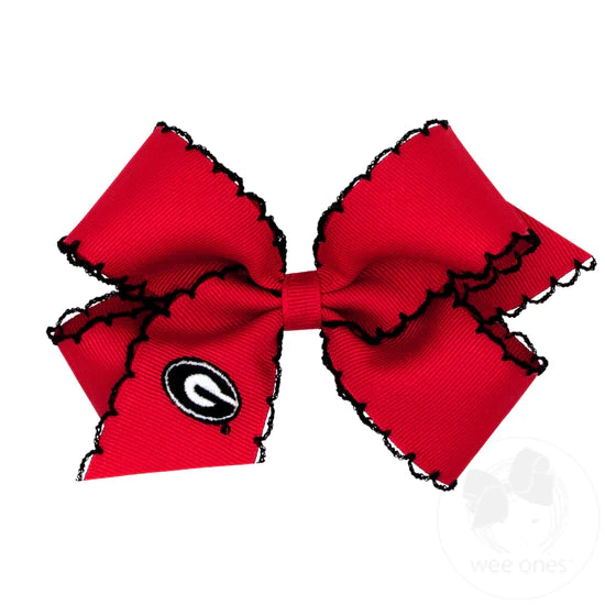 Wee Ones Medium UGA Embroidered Moonstitch Bow