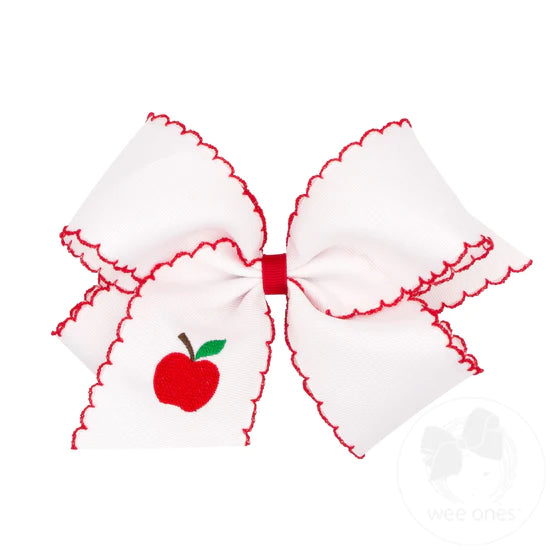 Wee Ones King Embroidered Apple Bow