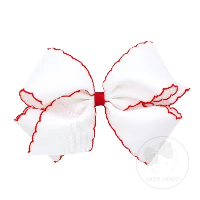 Wee Ones Moonstitch Mini Classic White and Red Bow