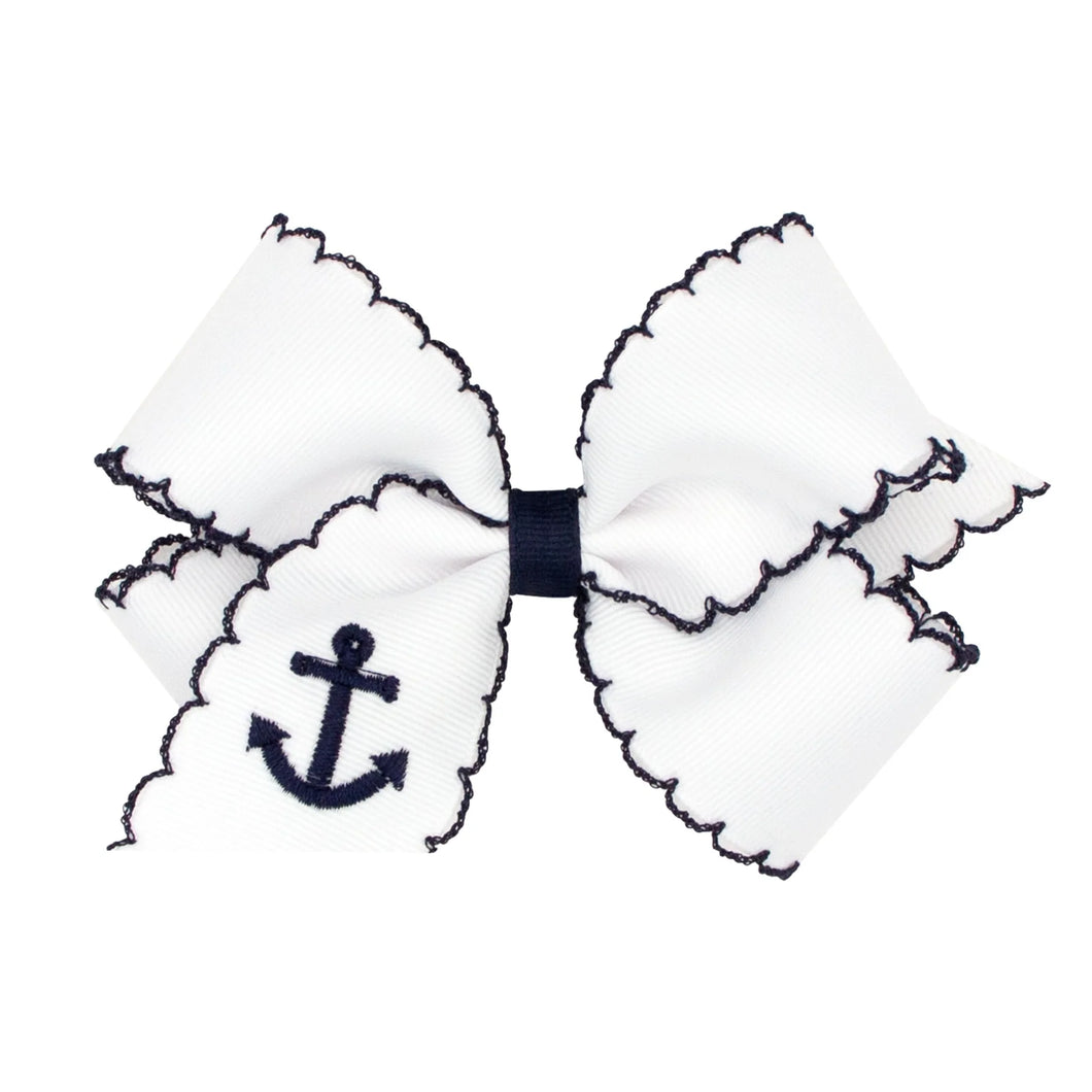 Medium Anchor Embroidered Wee Ones Bow