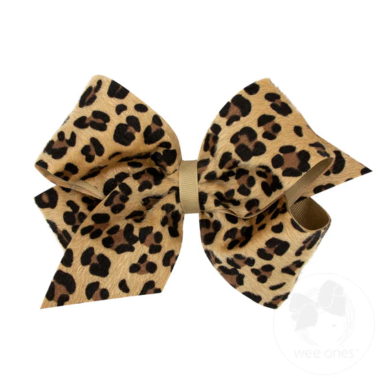 Wee Ones King Faux Leopard Fur Overlay Bow