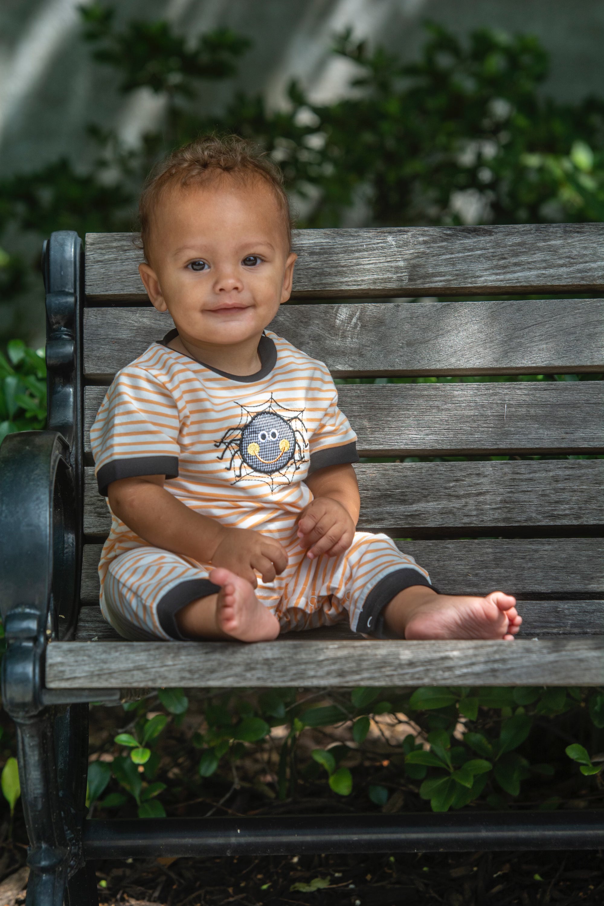 Three Sisters Spider Appliqué Boys Romper