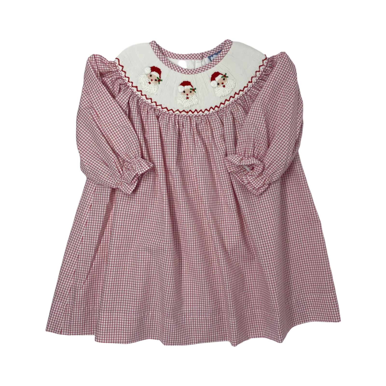 long sleeve smocked bishop dress Three Sisters Santa Smocked Long Sleeve Bishop Dress 6X